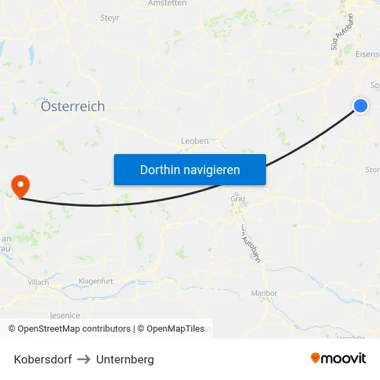 Kobersdorf to Unternberg map