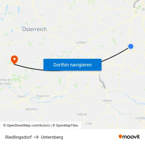 Riedlingsdorf to Unternberg map