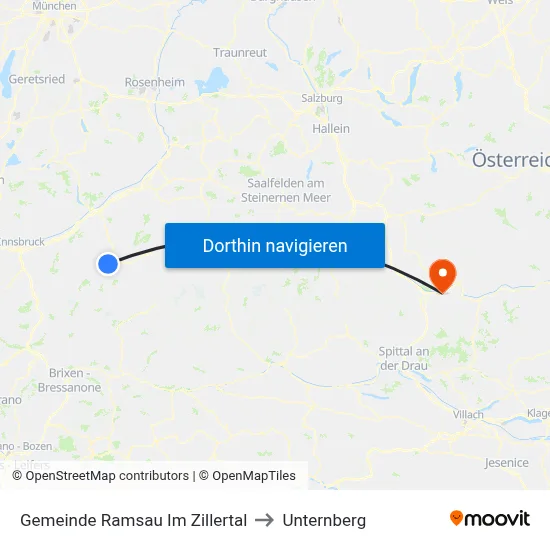 Gemeinde Ramsau Im Zillertal to Unternberg map