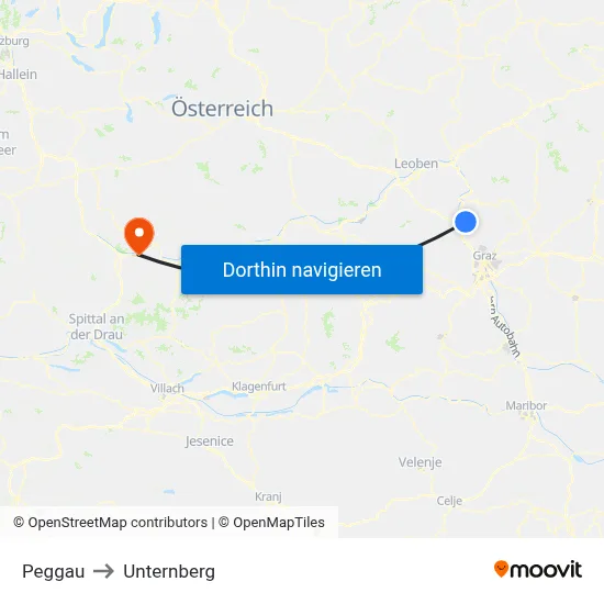 Peggau to Unternberg map