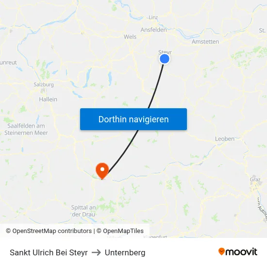 Sankt Ulrich Bei Steyr to Unternberg map