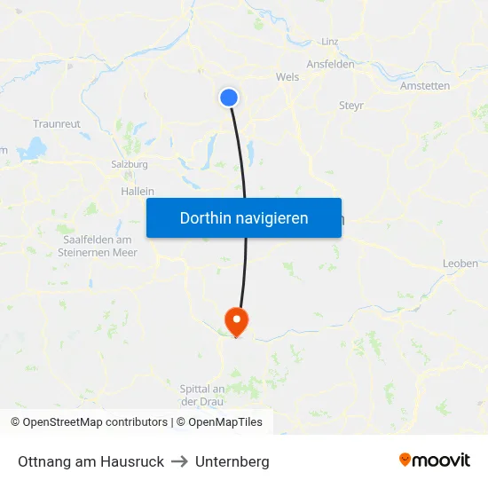 Ottnang am Hausruck to Unternberg map
