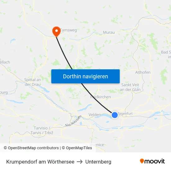 Krumpendorf am Wörthersee to Unternberg map