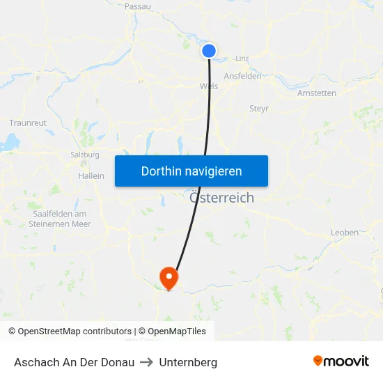 Aschach An Der Donau to Unternberg map