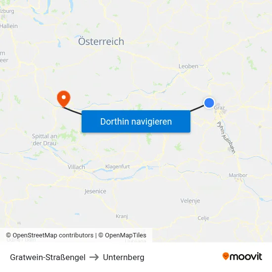 Gratwein-Straßengel to Unternberg map