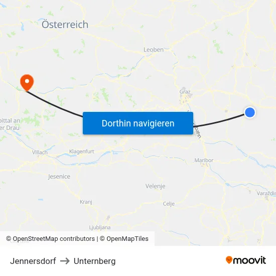 Jennersdorf to Unternberg map