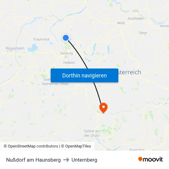 Nußdorf am Haunsberg to Unternberg map