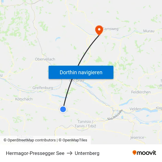 Hermagor-Pressegger See to Unternberg map