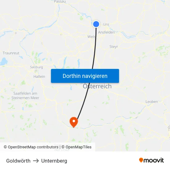 Goldwörth to Unternberg map