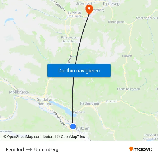 Ferndorf to Unternberg map