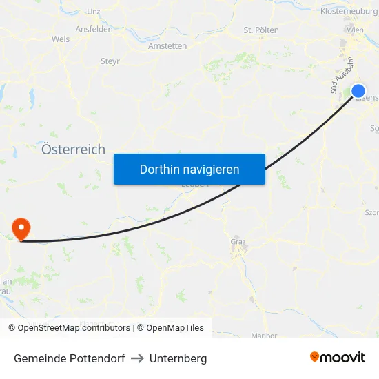 Gemeinde Pottendorf to Unternberg map