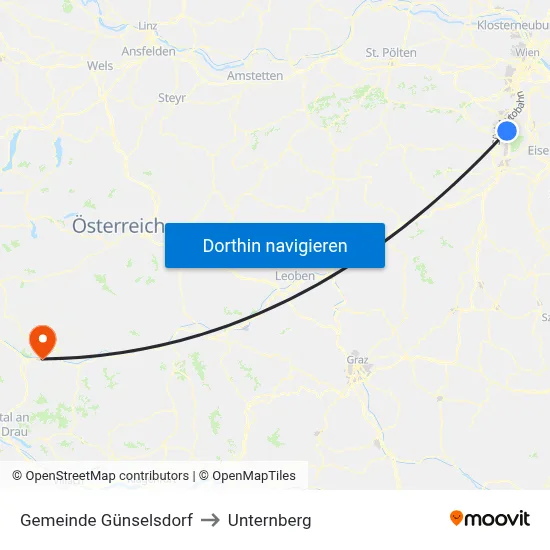 Gemeinde Günselsdorf to Unternberg map