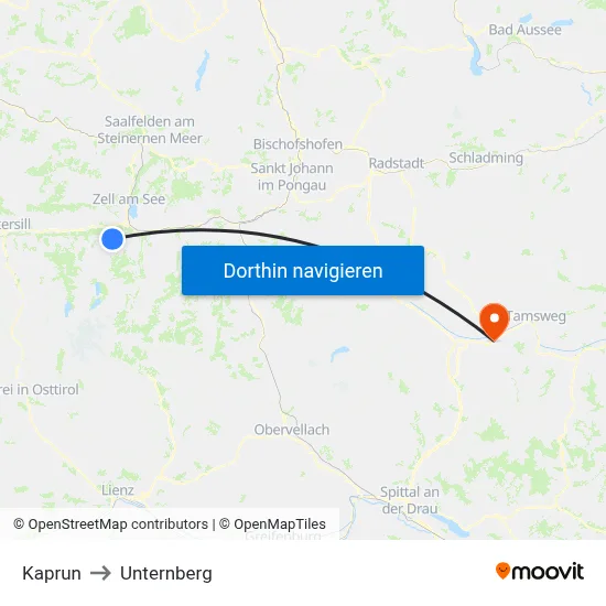 Kaprun to Unternberg map