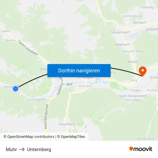 Muhr to Unternberg map