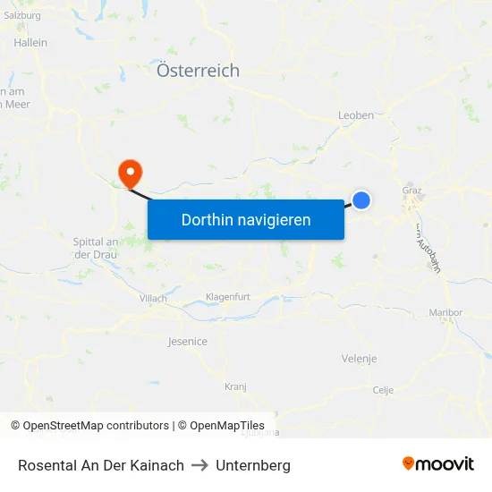Rosental An Der Kainach to Unternberg map