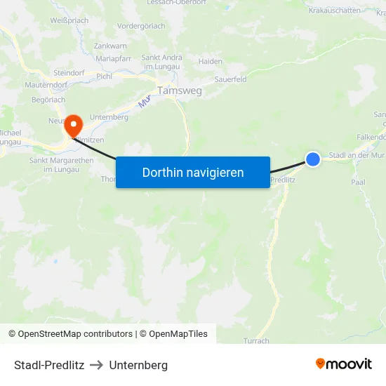 Stadl-Predlitz to Unternberg map