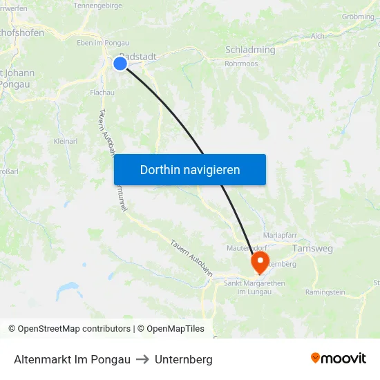 Altenmarkt Im Pongau to Unternberg map