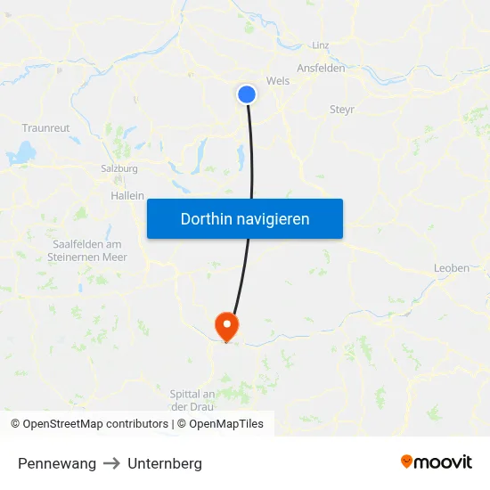 Pennewang to Unternberg map