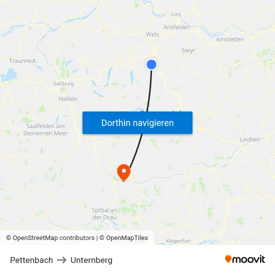 Pettenbach to Unternberg map