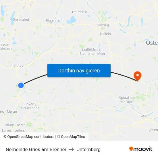 Gemeinde Gries am Brenner to Unternberg map