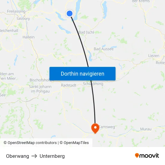 Oberwang to Unternberg map