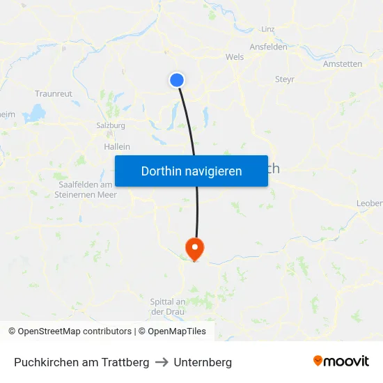 Puchkirchen am Trattberg to Unternberg map