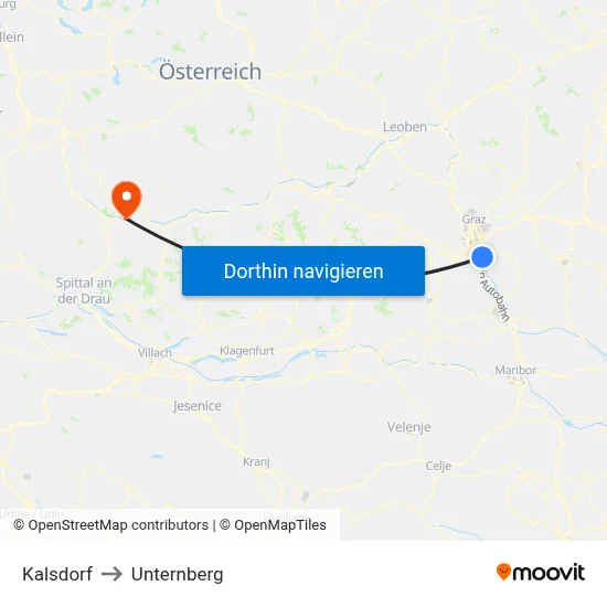 Kalsdorf to Unternberg map