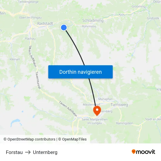 Forstau to Unternberg map