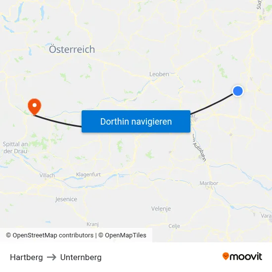 Hartberg to Unternberg map
