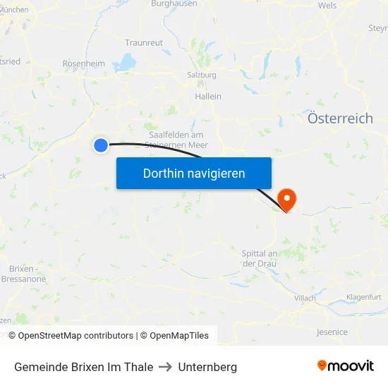 Gemeinde Brixen Im Thale to Unternberg map