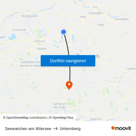 Seewalchen am Attersee to Unternberg map