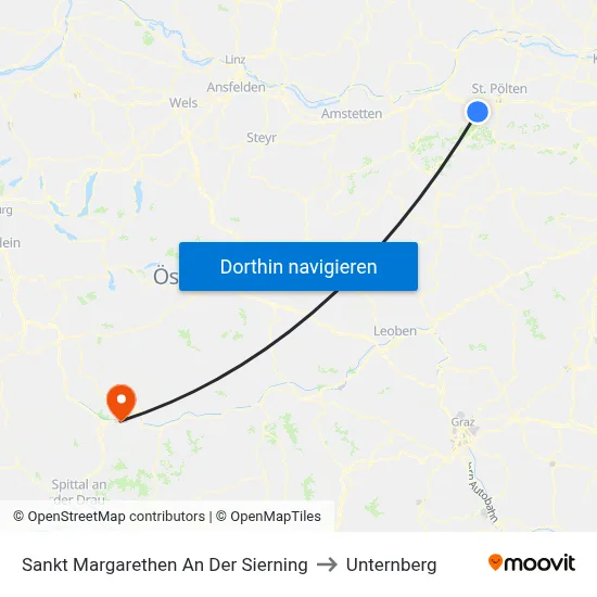 Sankt Margarethen An Der Sierning to Unternberg map