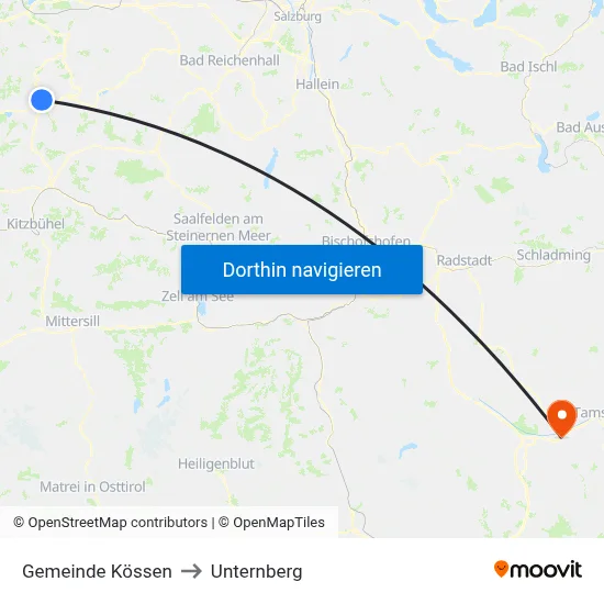 Gemeinde Kössen to Unternberg map
