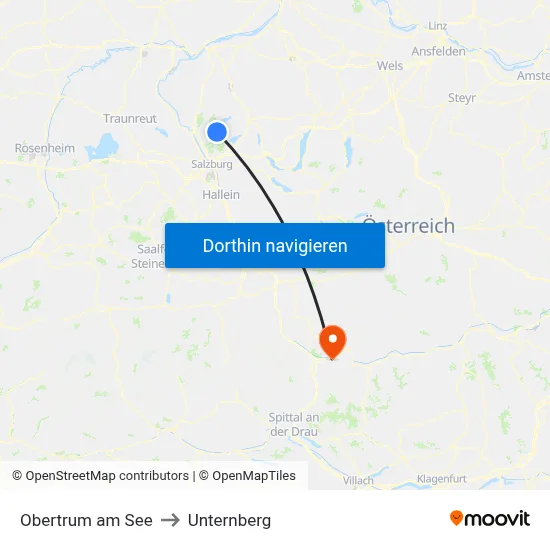 Obertrum am See to Unternberg map