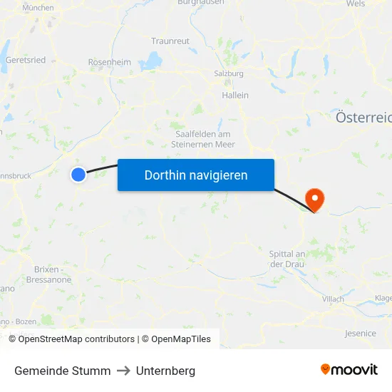 Gemeinde Stumm to Unternberg map