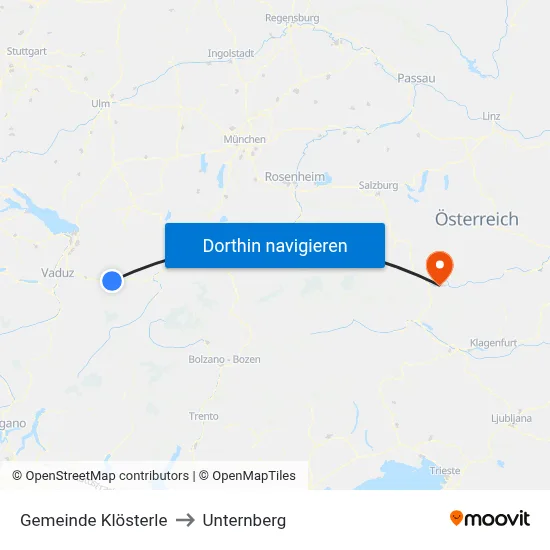 Gemeinde Klösterle to Unternberg map