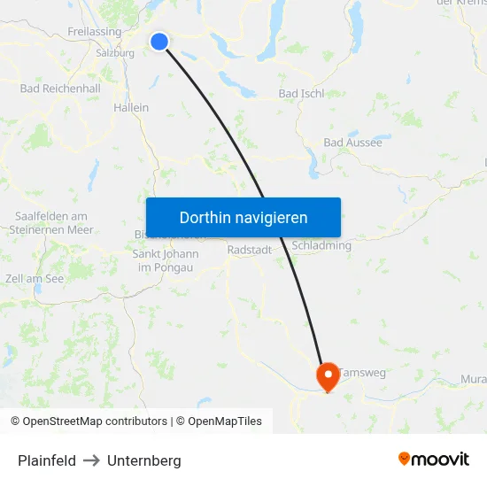 Plainfeld to Unternberg map