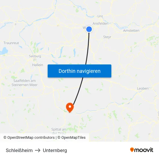 Schleißheim to Unternberg map