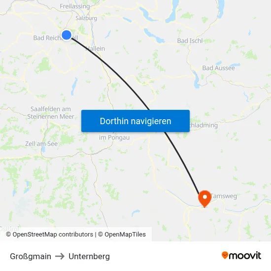 Großgmain to Unternberg map
