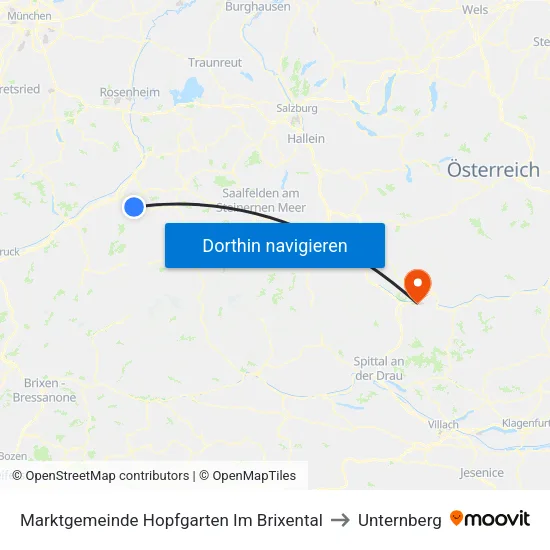 Marktgemeinde Hopfgarten Im Brixental to Unternberg map
