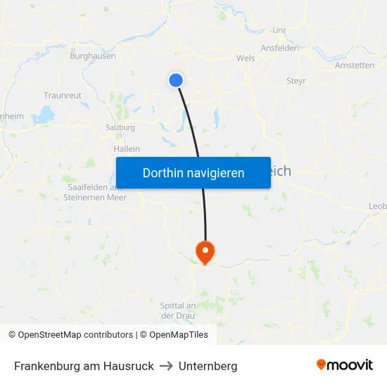 Frankenburg am Hausruck to Unternberg map