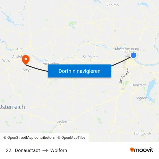 22., Donaustadt to Wolfern map
