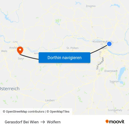 Gerasdorf Bei Wien to Wolfern map