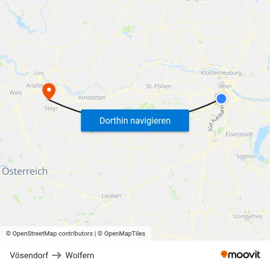 Vösendorf to Wolfern map