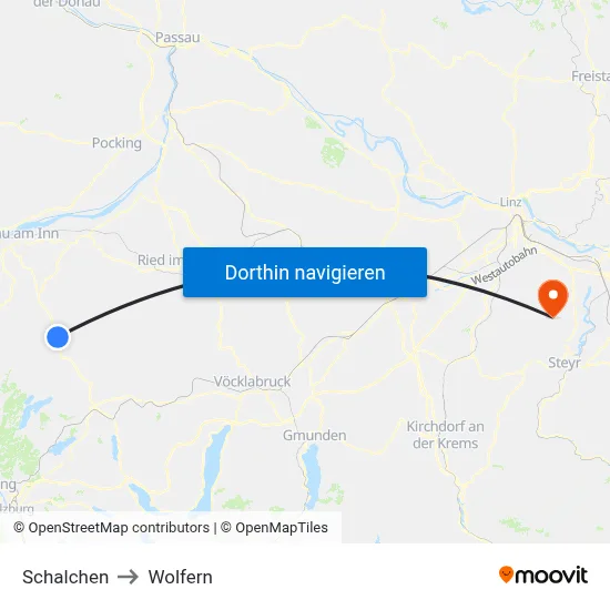Schalchen to Wolfern map