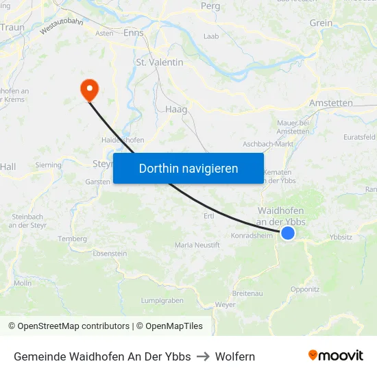 Gemeinde Waidhofen An Der Ybbs to Wolfern map