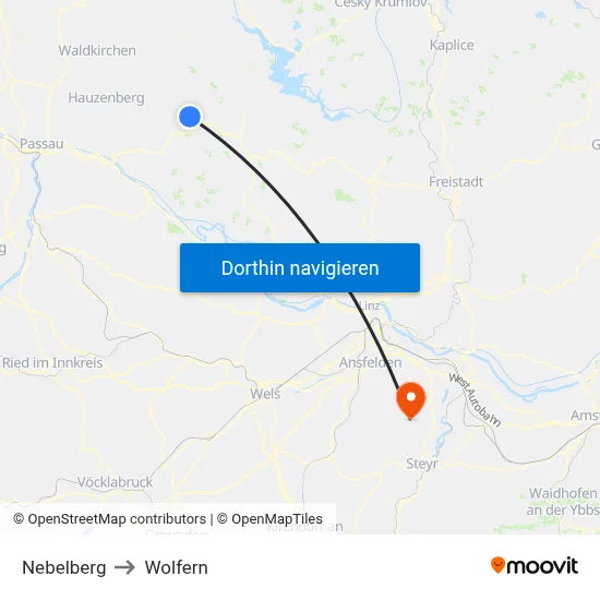 Nebelberg to Wolfern map