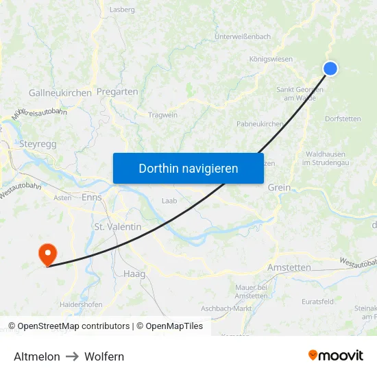Altmelon to Wolfern map