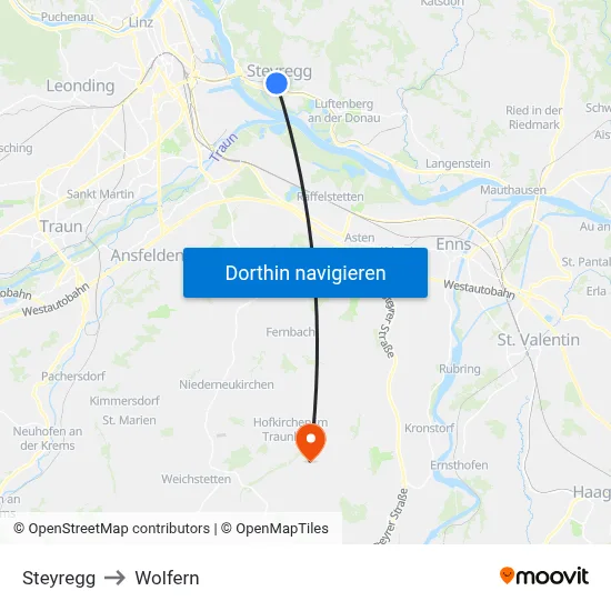 Steyregg to Wolfern map