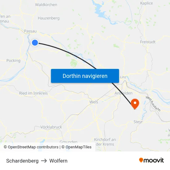 Schardenberg to Wolfern map